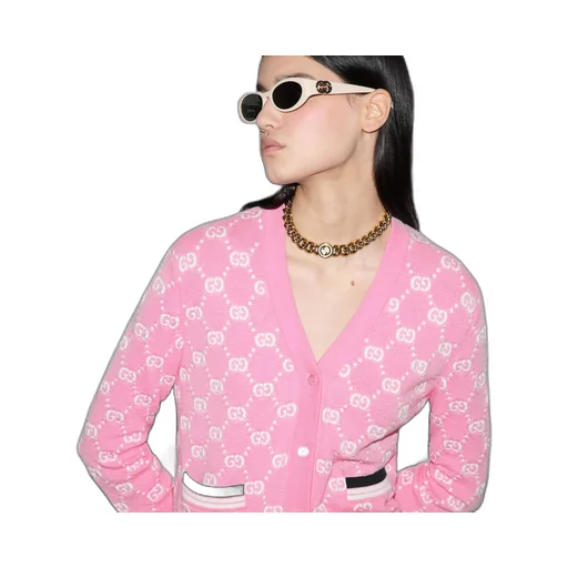 Cotton cardigan with GG intarsia
