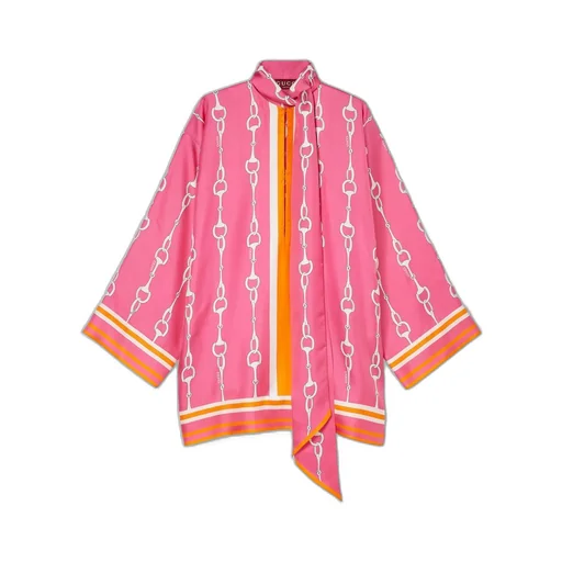 Horsebit print silk dress