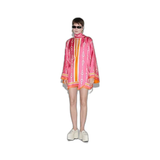 Horsebit print silk dress