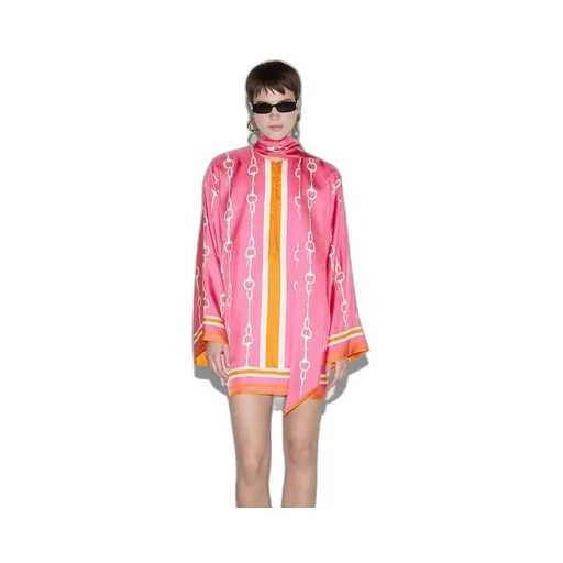 Horsebit print silk dress