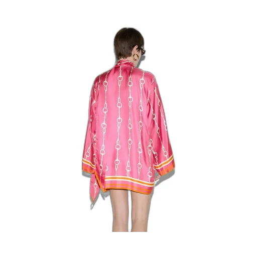 Horsebit print silk dress