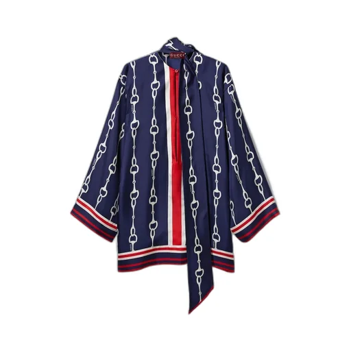 Horsebit print silk dress