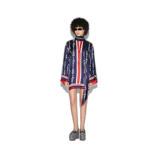 Horsebit print silk dress