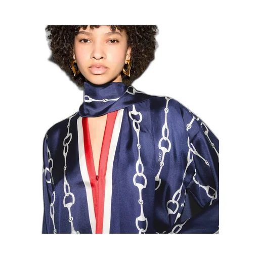 Horsebit print silk dress
