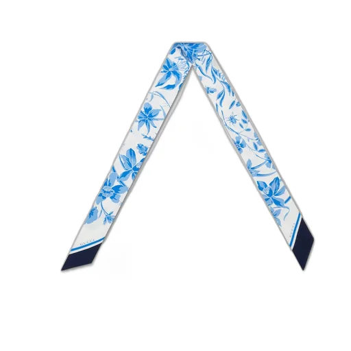 Floral print silk neck bow