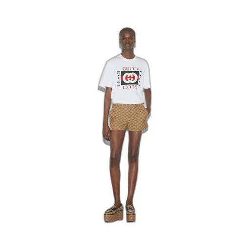 Cotton jersey T-shirt with Gucci print