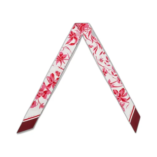 Floral print silk neck bow