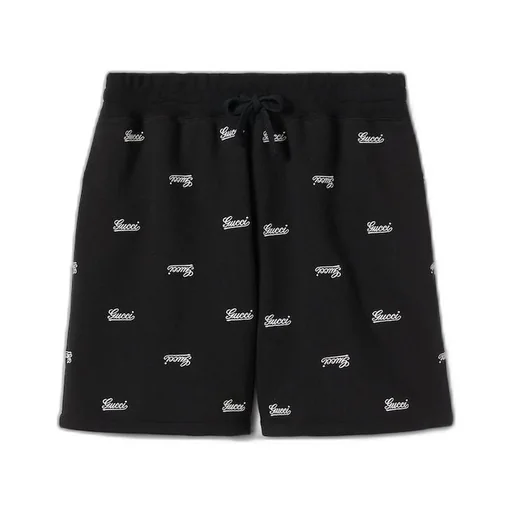 Cotton jersey shorts with embroidery