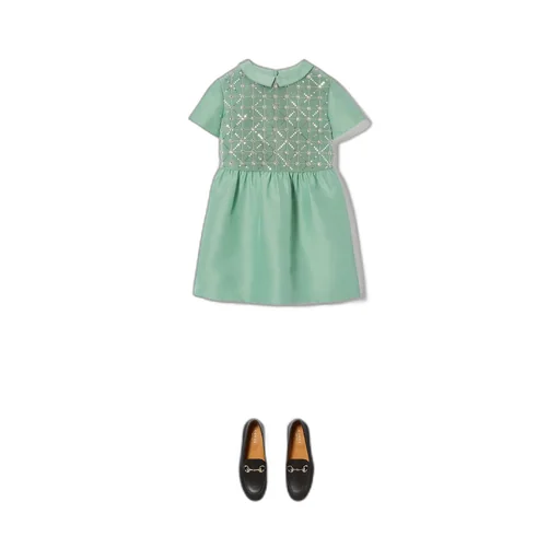 Children's embroidered cotton silk dress