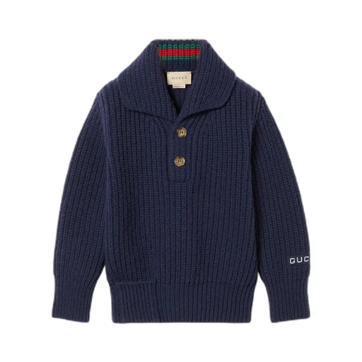 Children's rib stitch wool sweater