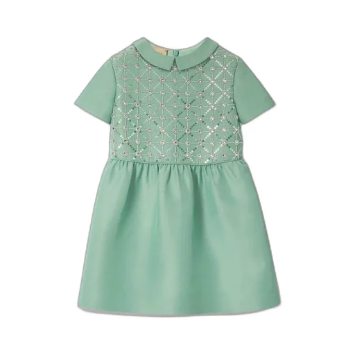 Children's embroidered cotton silk dress