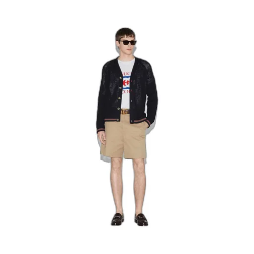 Ajour cotton knit cardigan with Web