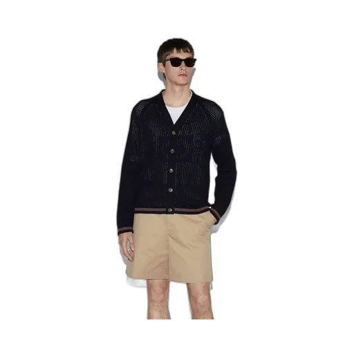 Ajour cotton knit cardigan with Web