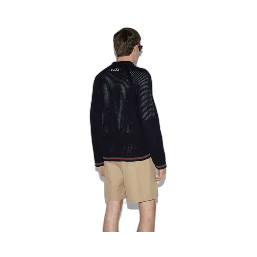 Ajour cotton knit cardigan with Web