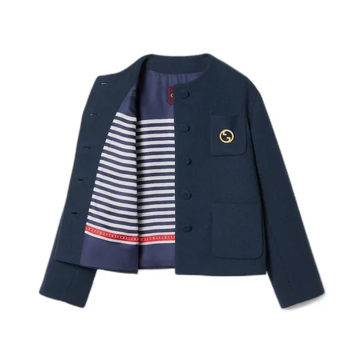 Cotton tweed jacket with brooch
