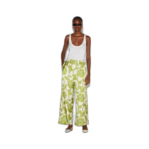Floral print silk twill pant