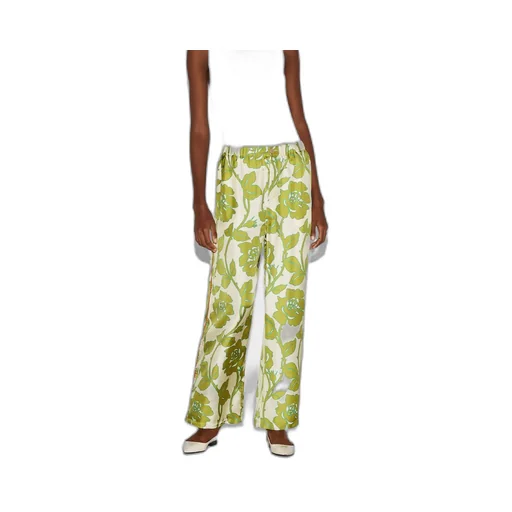 Floral print silk twill pant