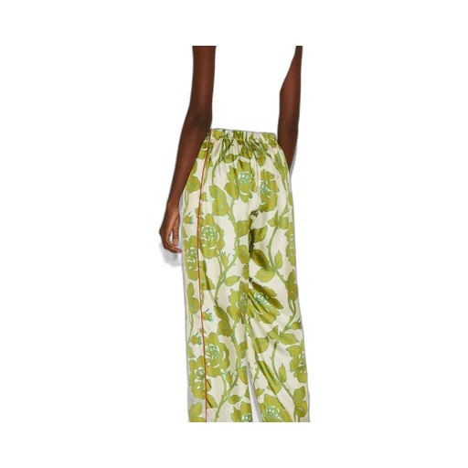 Floral print silk twill pant