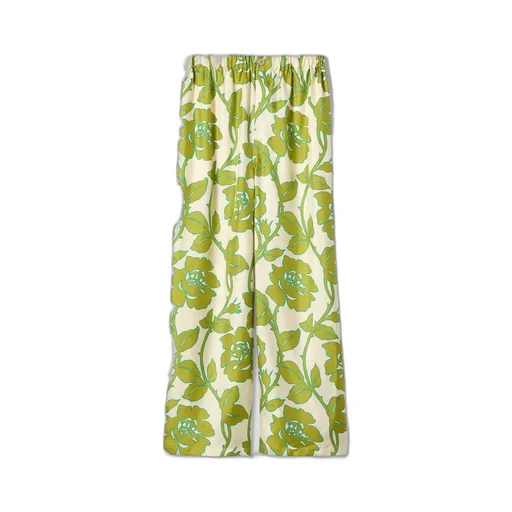 Floral print silk twill pant