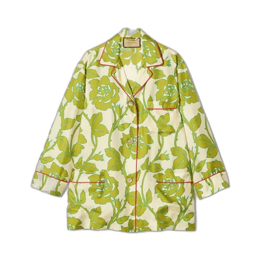 Floral print silk twill shirt