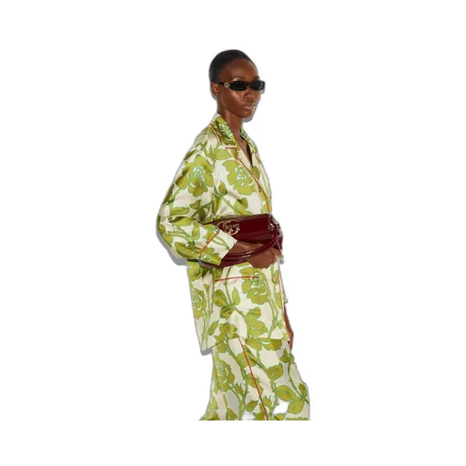 Floral print silk twill pant