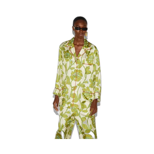 Floral print silk twill shirt