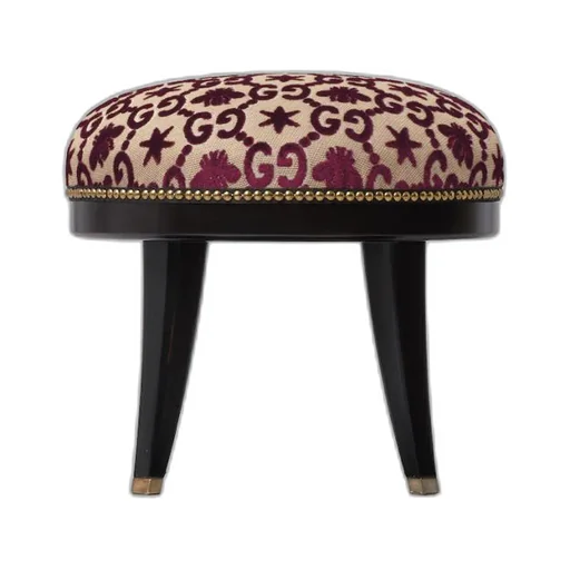 GG bee and star jacquard round stool