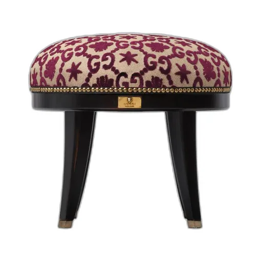 GG bee and star jacquard round stool
