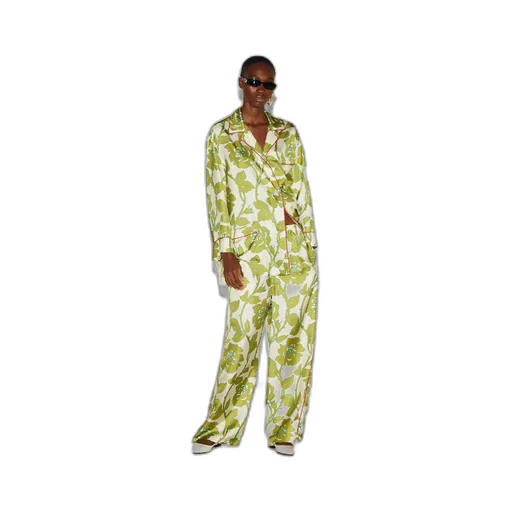 Floral print silk twill shirt