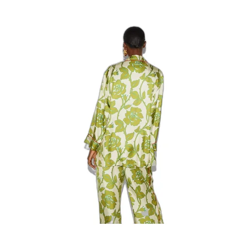 Floral print silk twill shirt