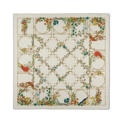 Animal and floral print silk carré