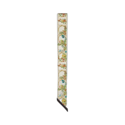 Animal and floral print silk neck bow
