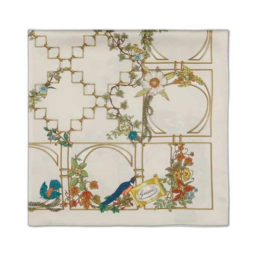 Animal and floral print silk carré