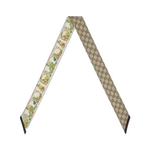 Animal and floral print silk neck bow