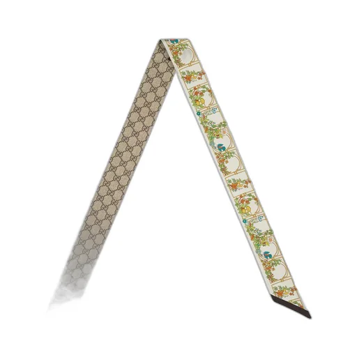 Animal and floral print silk neck bow
