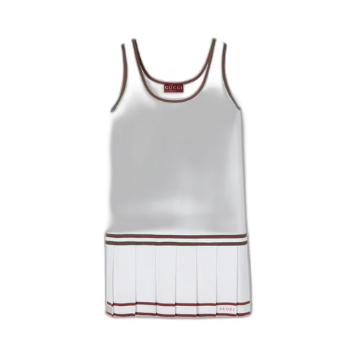 Pleated dress with Web trim