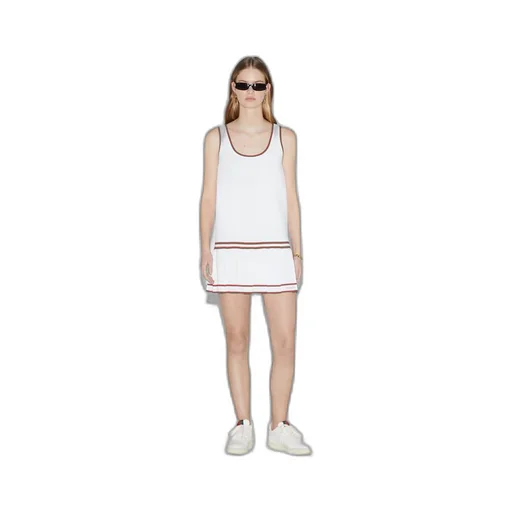 Pleated dress with Web trim