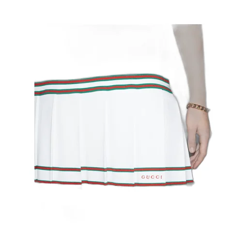 Pleated dress with Web trim