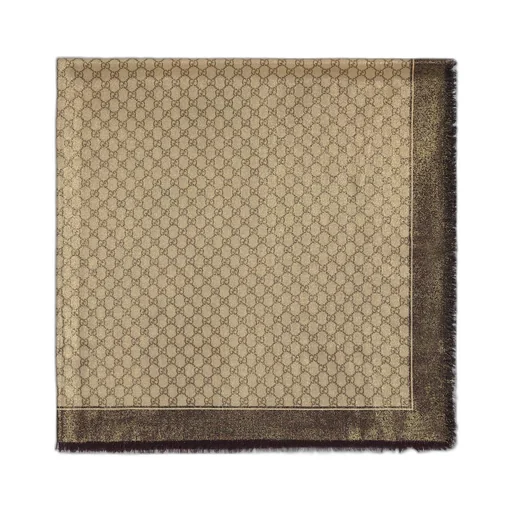 Shiny GG wool jacquard shawl