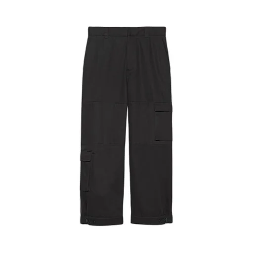 Cotton drill cargo trousers with patch