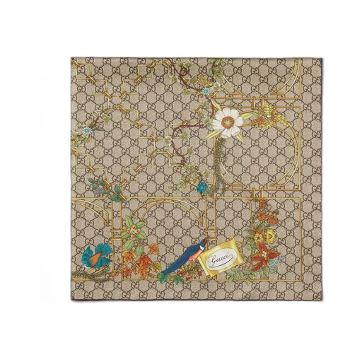 Animal and floral print silk carré