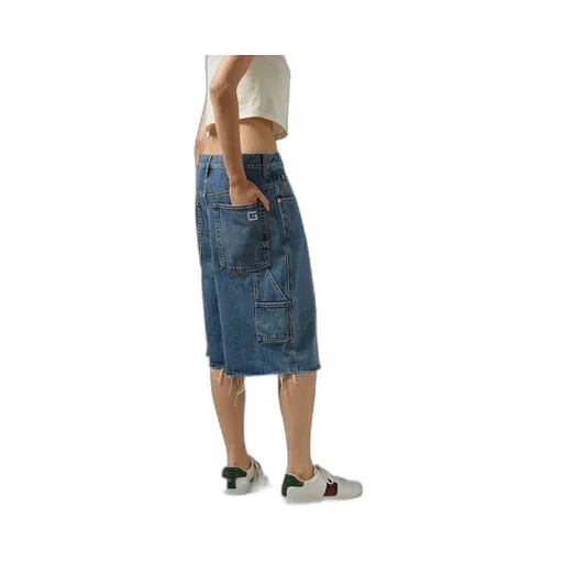 Organic denim shorts with Crystal G