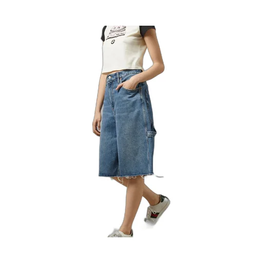 Organic denim shorts with Crystal G
