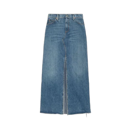 Organic denim skirt with Horsebit