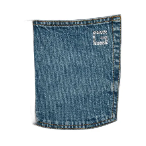 Organic denim shorts with Crystal G