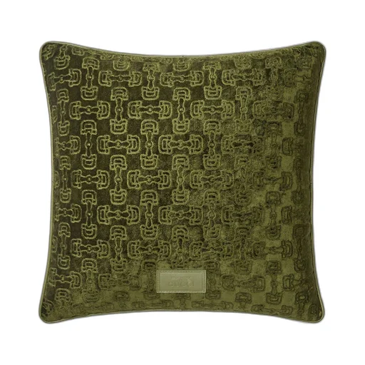 Horsebit velvet jacquard cushion