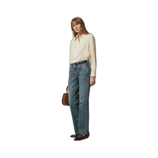 Denim trousers with slim Horsebit