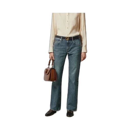 Denim trousers with slim Horsebit