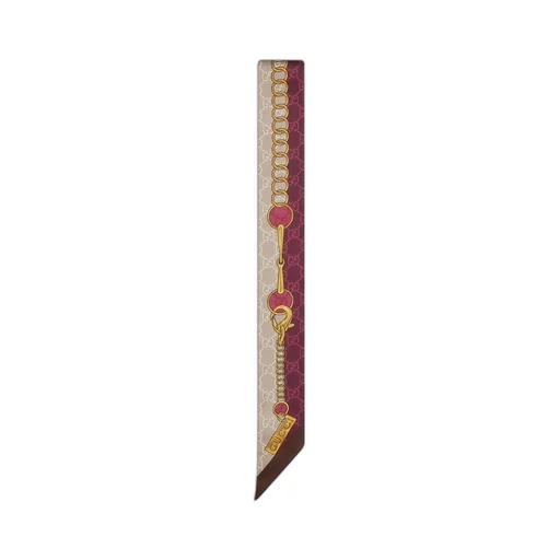 GG chain Horsebit print silk neckbow