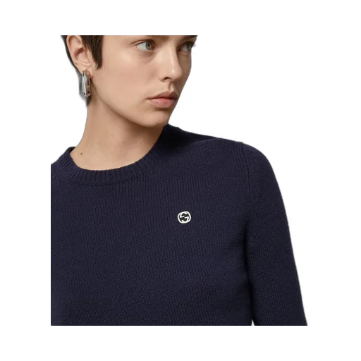 Wool cashmere jumper with embroidery